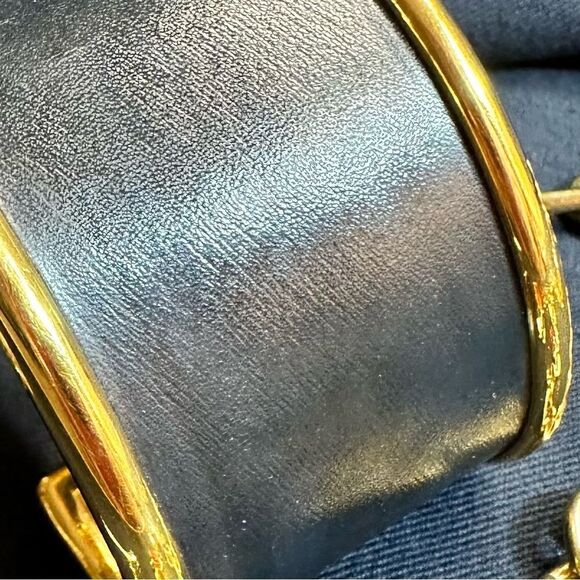 Ralph Lauren Collection Lamb Leather Goldtone Extra Wide Cuff Bracelet - Picture 7 of 16